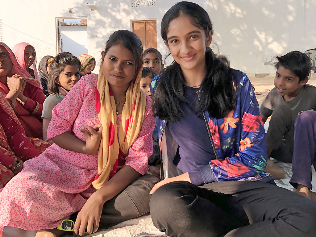 Pranjal with a disabled teenager from Daywat Walton ki Dhani, Jobner, Sambhar region